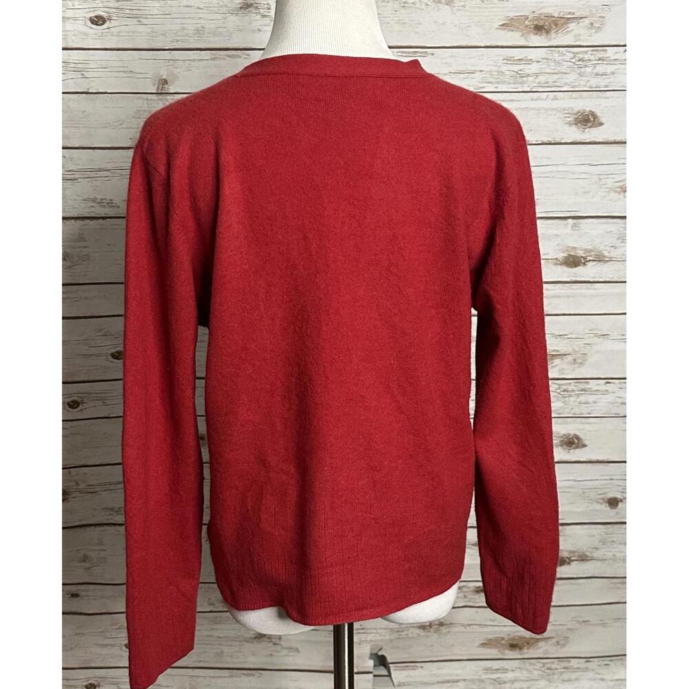 Preston & York red cashmere/lambswool button-front cardigan sweater Size Large - Picture 3 of 6